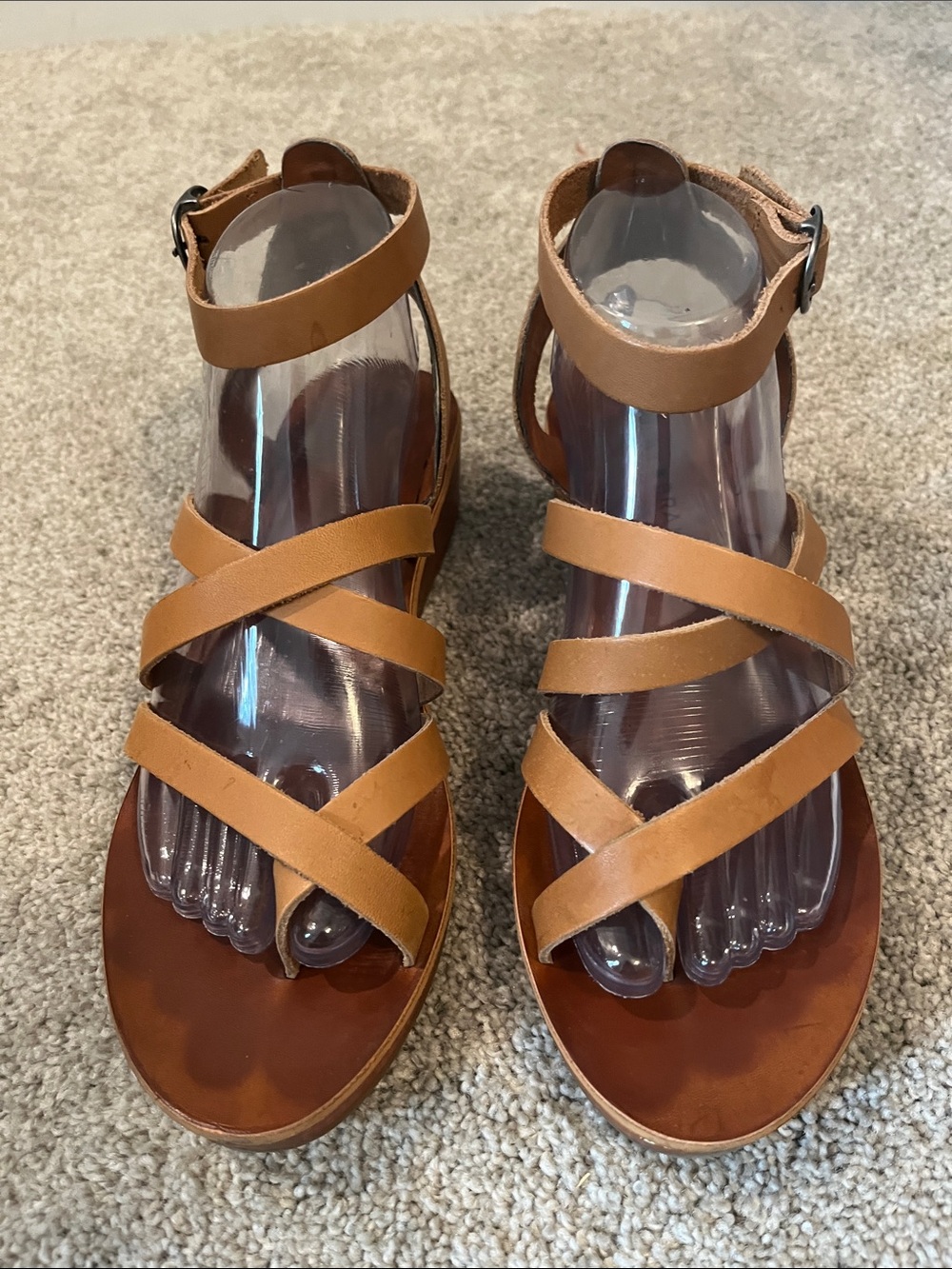 Lucky Brand Leather Strappy Ankle Wrap Sandals